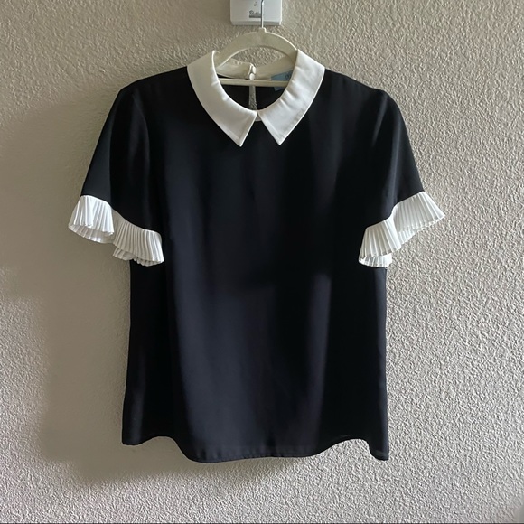 CECE Color Blocked Collared Blouse - Picture 4 of 7